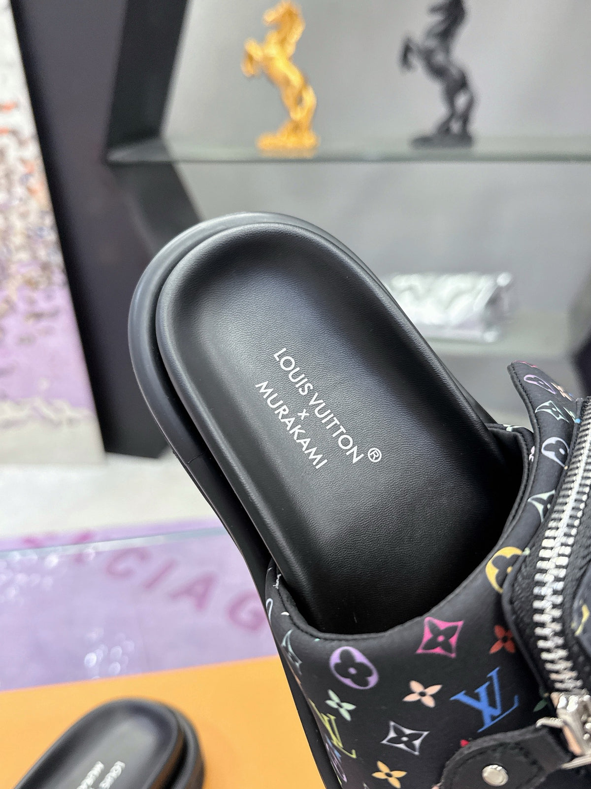 Takashi Murakami x LV collaboration series, latest denim slippers for couples