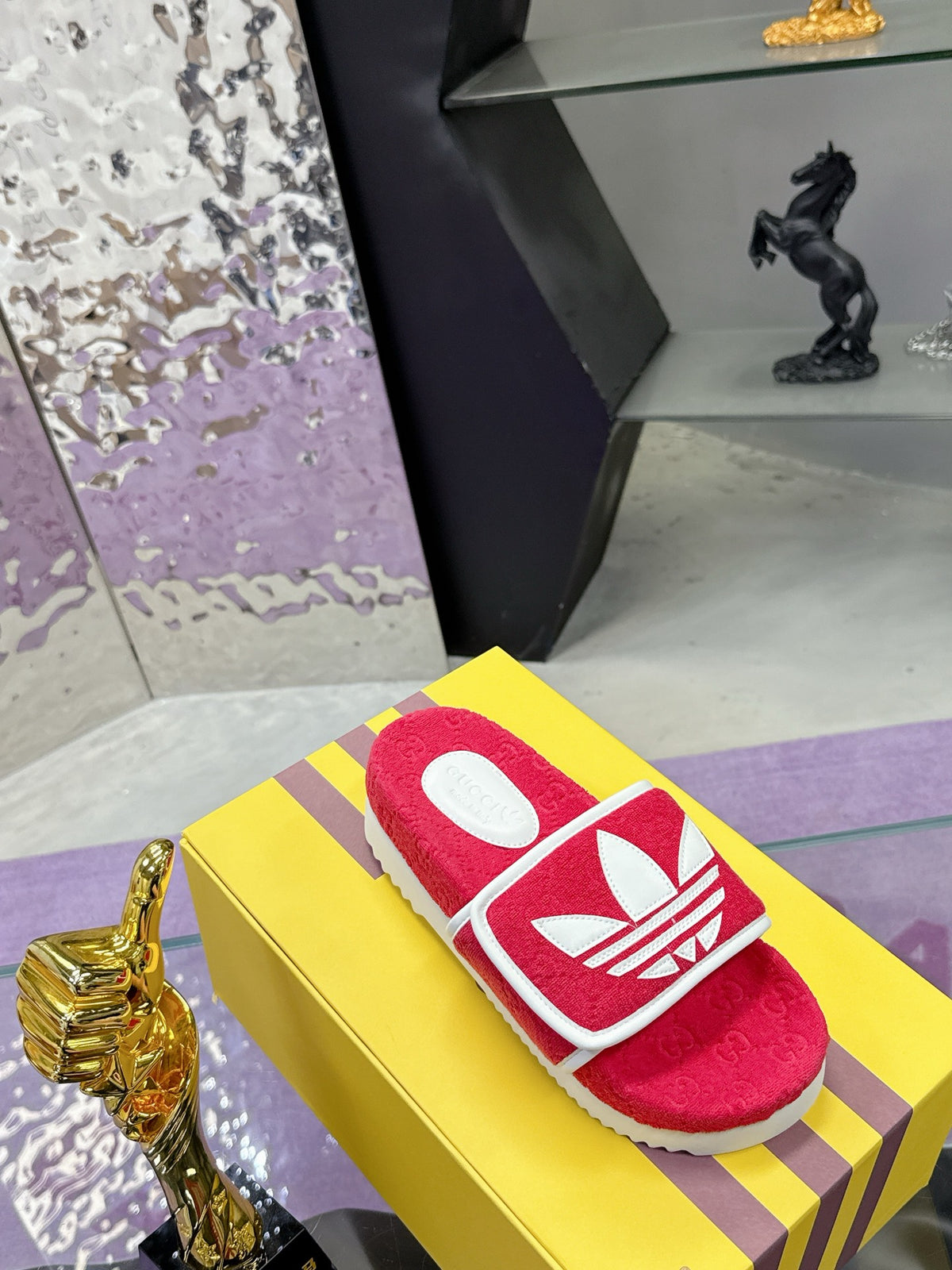 adidas x Gucci联名系列女士GG防水台拖鞋