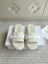 Dior New Arrival Dioriviera Dway Cotton Embroidered Platform Sandals
