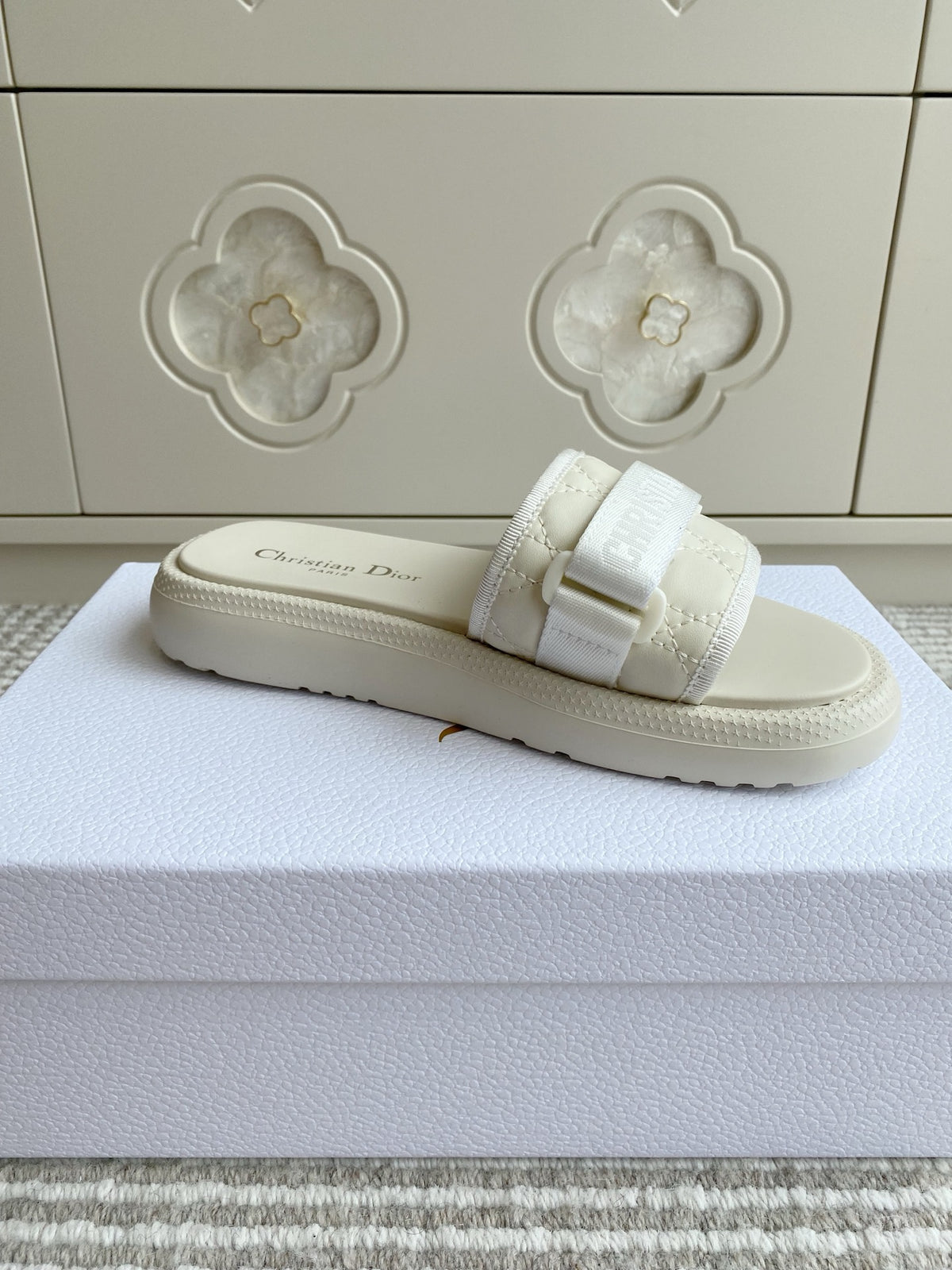 Dior New Arrival Dioriviera Dway Cotton Embroidered Platform Sandals