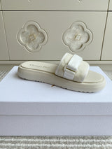 Dior New Arrival Dioriviera Dway Cotton Embroidered Platform Sandals