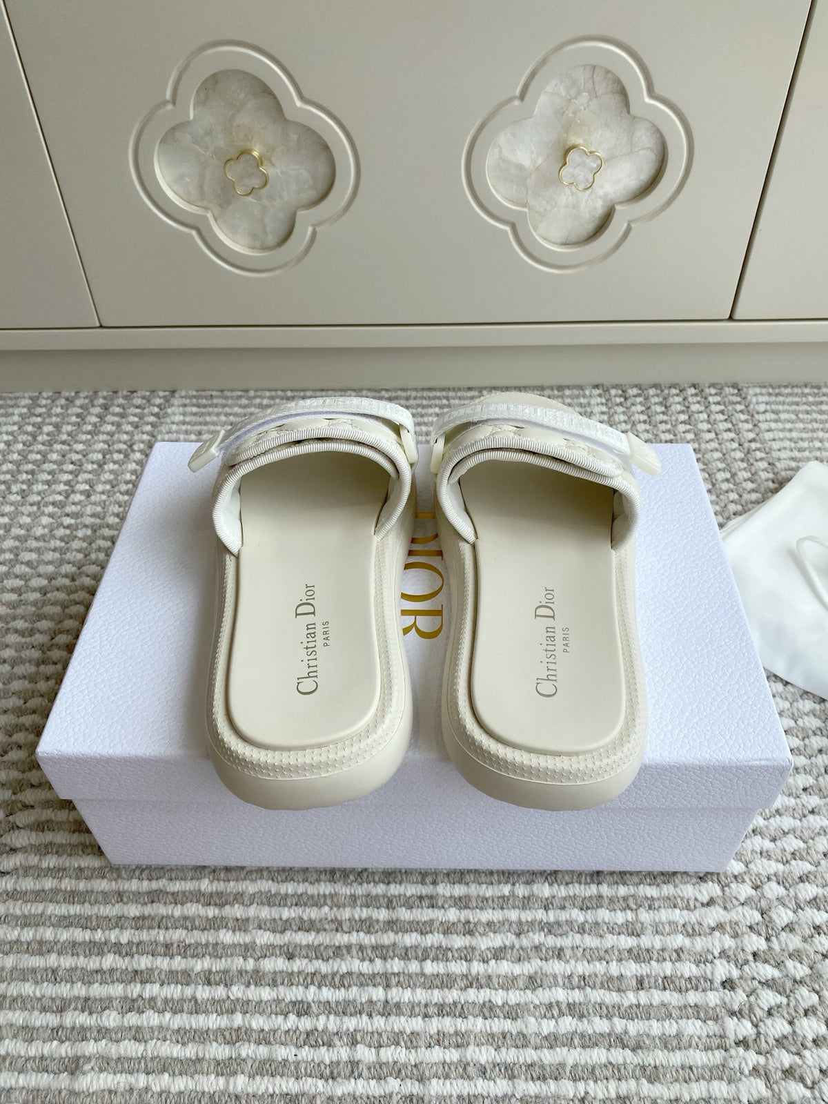 Dior New Arrival Dioriviera Dway Cotton Embroidered Platform Sandals