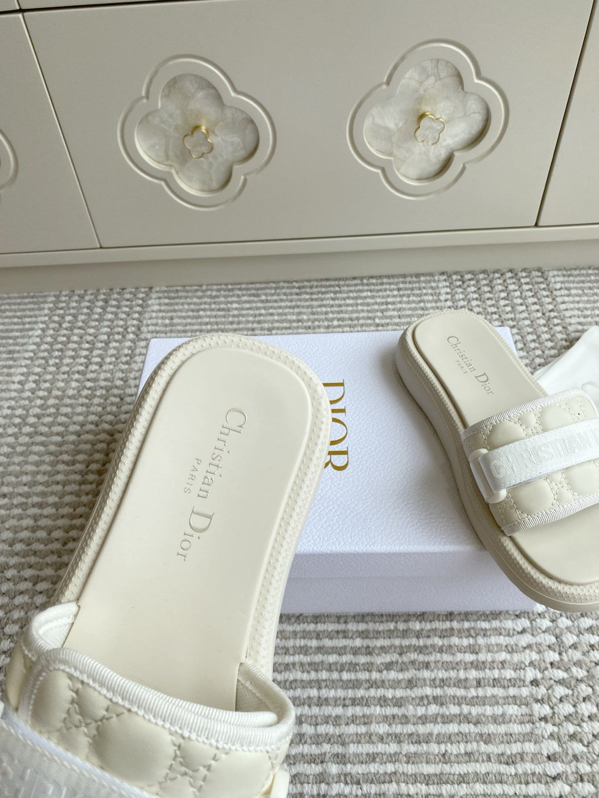 Dior New Arrival Dioriviera Dway Cotton Embroidered Platform Sandals