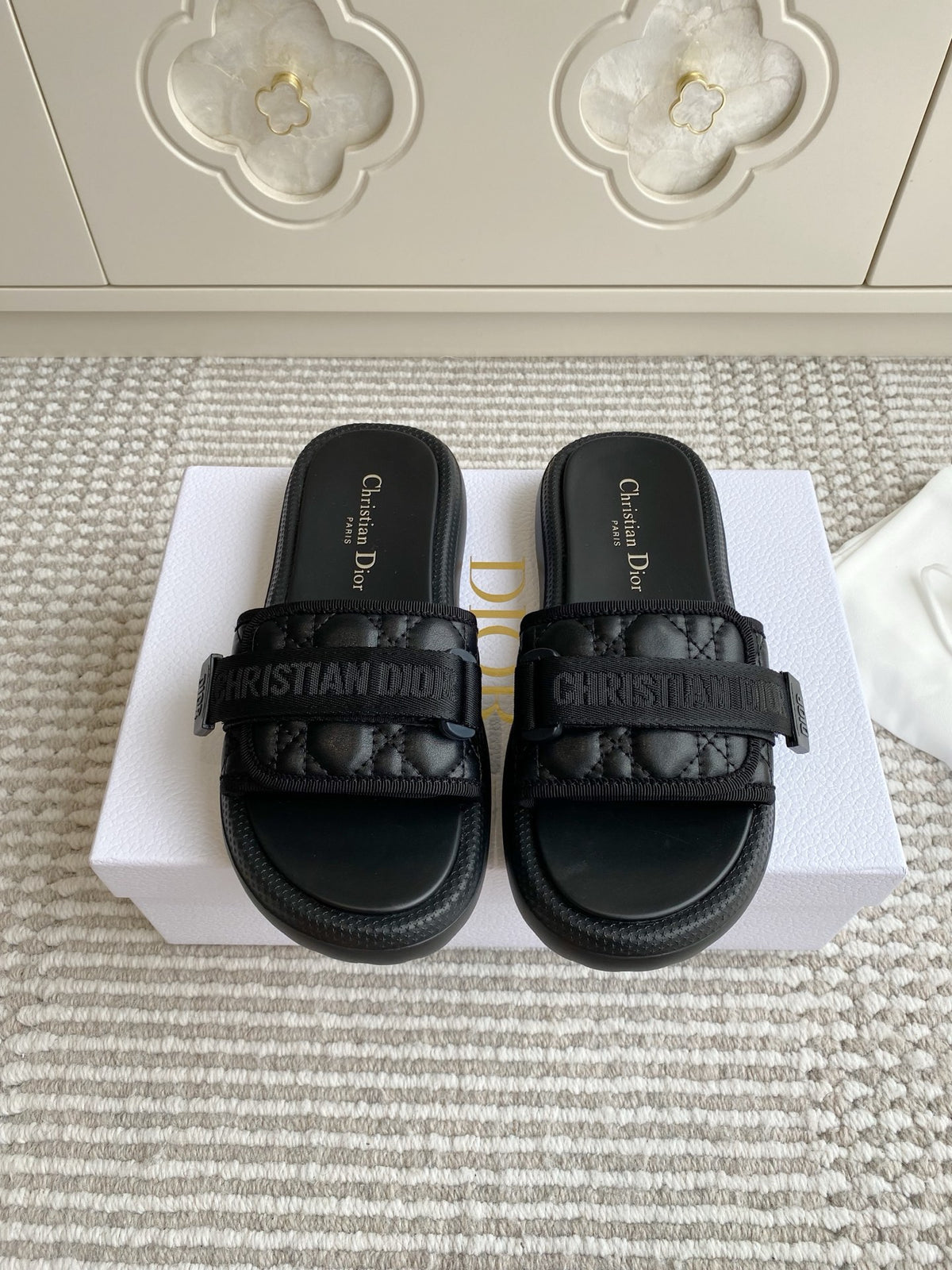 Dior Dioriviera Dway Cotton Embroidered Thick-Soled Slides