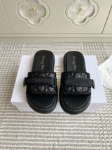Dior Dioriviera Dway Cotton Embroidered Thick-Soled Slides