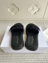 Dior Dioriviera Dway Cotton Embroidered Thick-Soled Slides