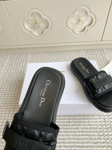 Dior Dioriviera Dway Cotton Embroidered Thick-Soled Slides