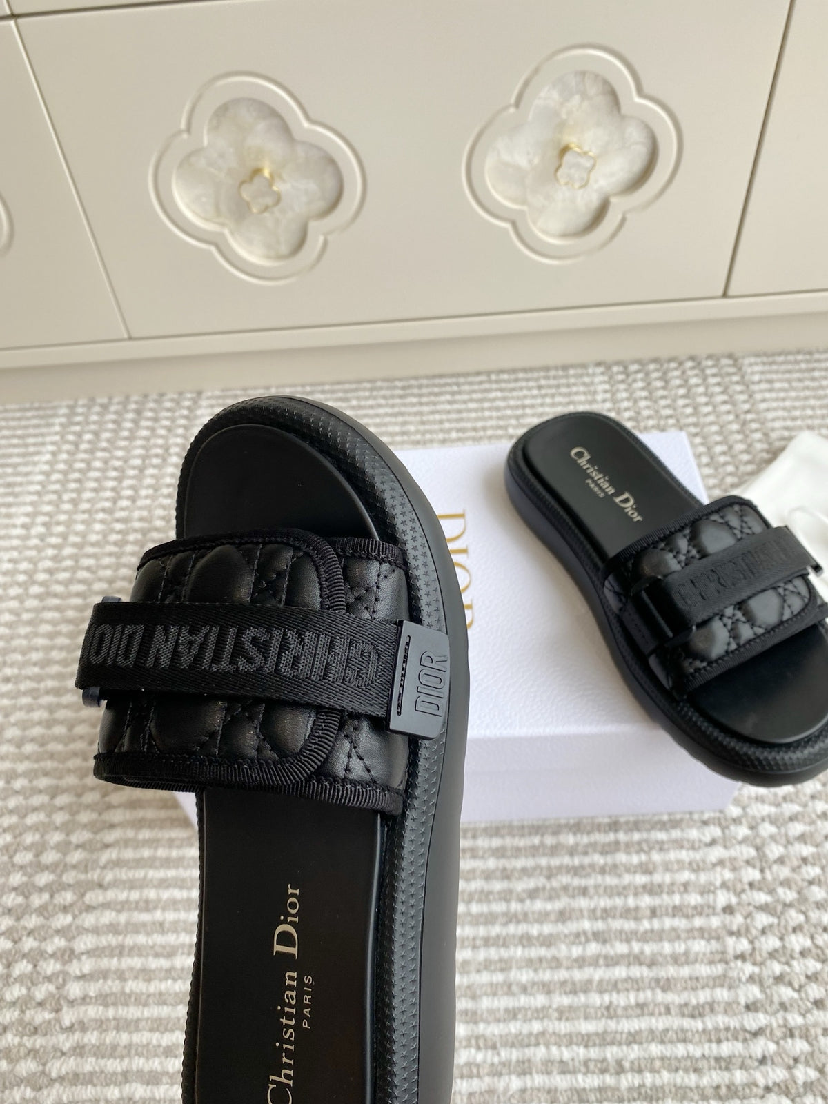 Dior Dioriviera Dway Cotton Embroidered Thick-Soled Slides