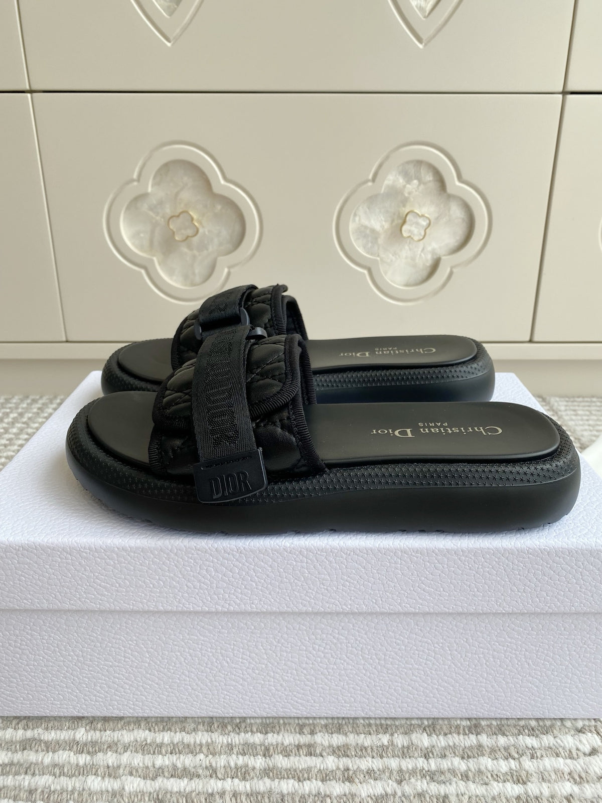 Dior Dioriviera Dway Cotton Embroidered Thick-Soled Slides