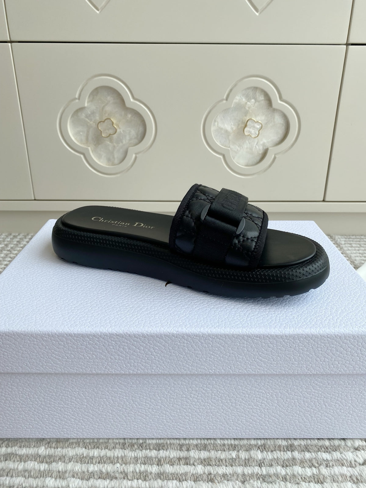 Dior Dioriviera Dway Cotton Embroidered Thick-Soled Slides