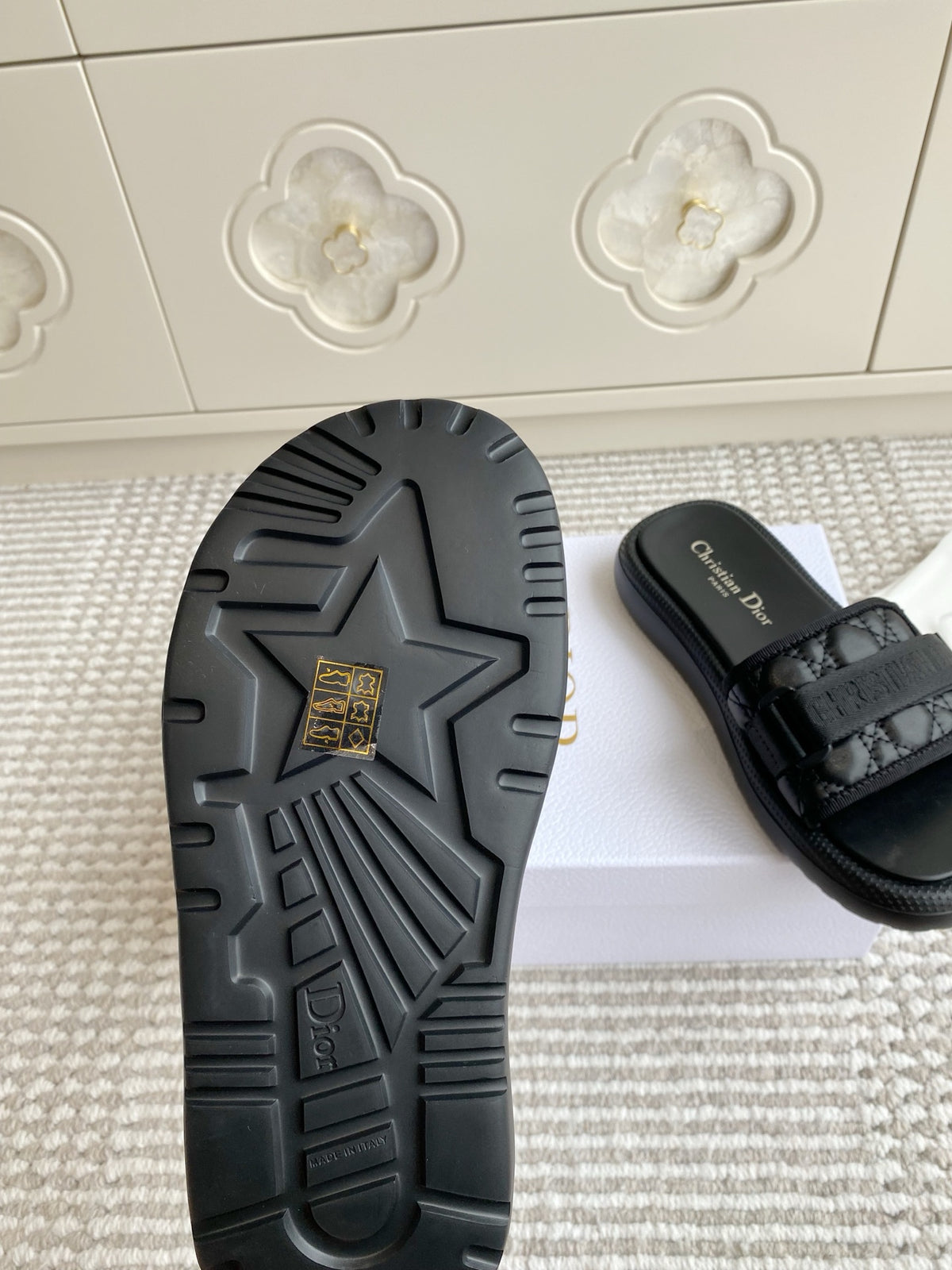 Dior Dioriviera Dway Cotton Embroidered Thick-Soled Slides