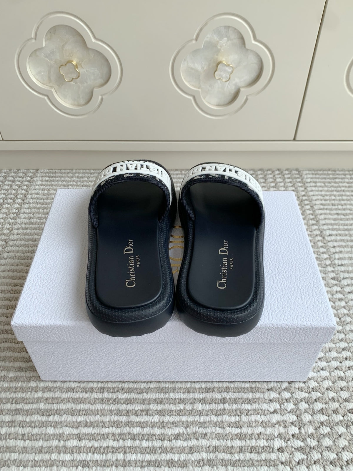 Dior New Arrival Dioriviera Dway Cotton Embroidered Platform Sandals