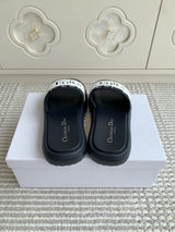 Dior New Arrival Dioriviera Dway Cotton Embroidered Platform Sandals