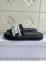 Dior New Arrival Dioriviera Dway Cotton Embroidered Platform Sandals