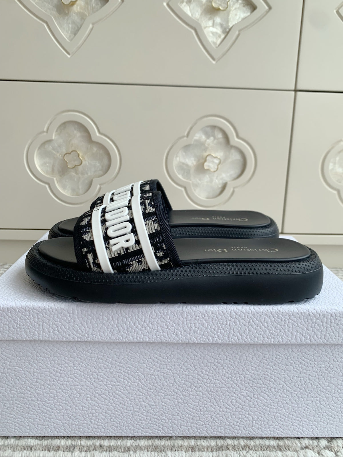 Dior New Arrival Dioriviera Dway Cotton Embroidered Platform Sandals