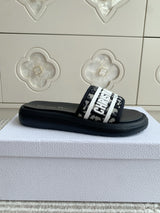 Dior New Arrival Dioriviera Dway Cotton Embroidered Platform Sandals