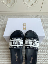 Dior New Arrival Dioriviera Dway Cotton Embroidered Platform Sandals