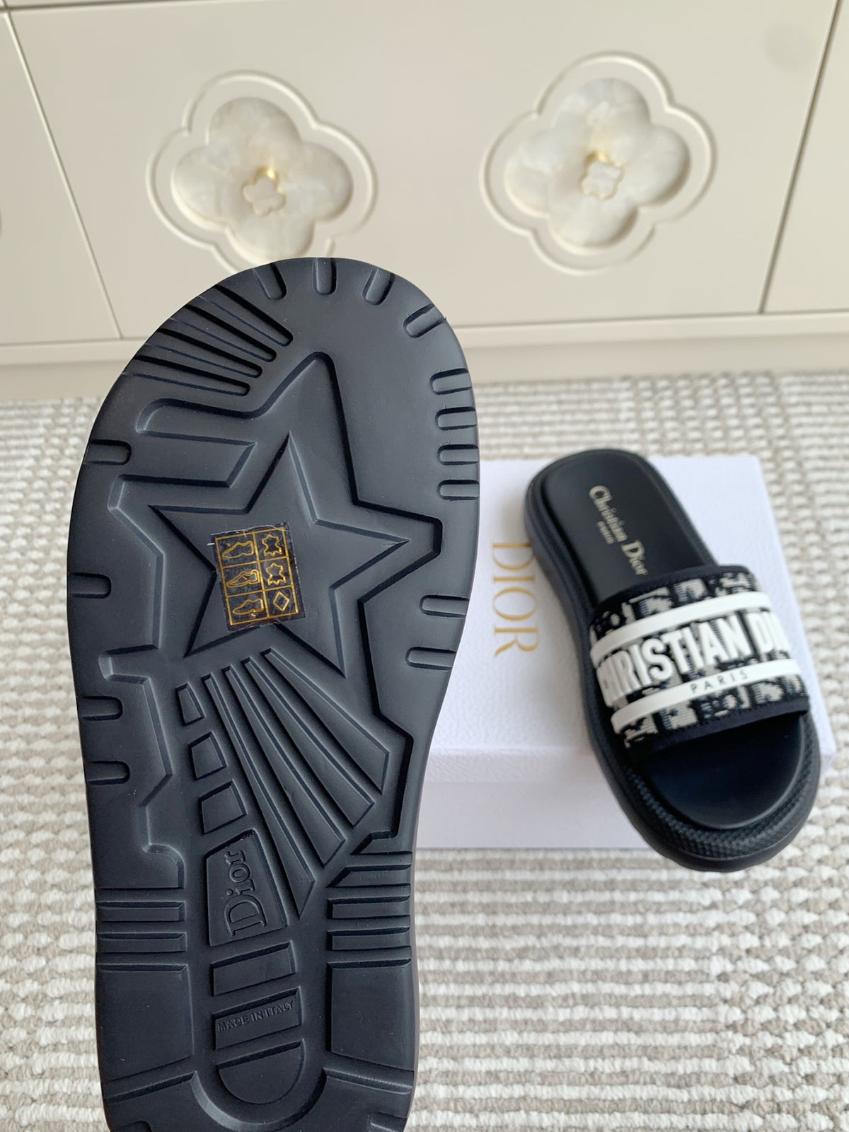 Dior New Arrival Dioriviera Dway Cotton Embroidered Platform Sandals