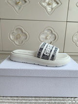 Dior New Arrival Dioriviera Dway Cotton Embroidered Platform Sandals