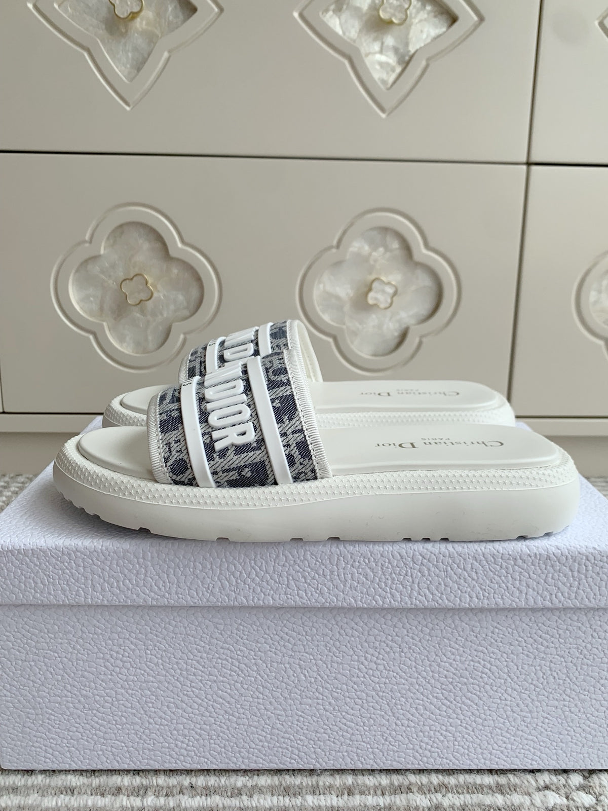 Dior New Arrival Dioriviera Dway Cotton Embroidered Platform Sandals