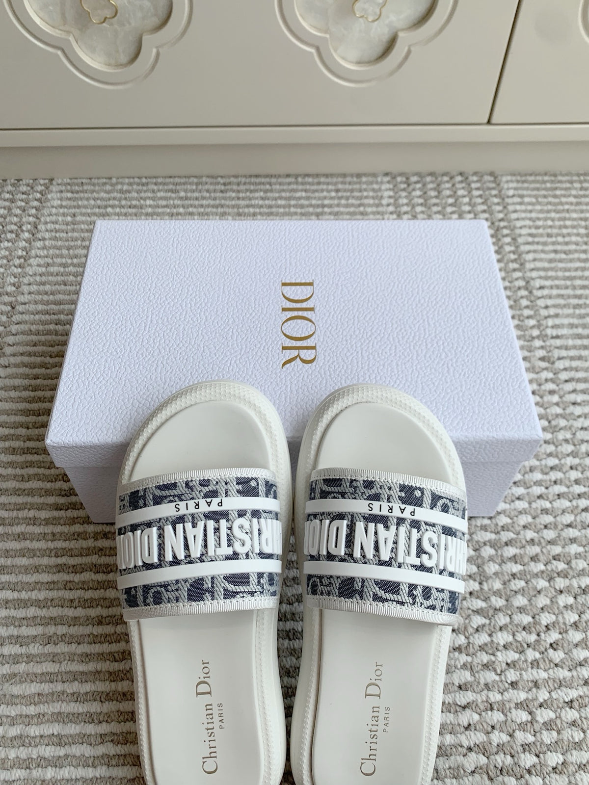 Dior New Arrival Dioriviera Dway Cotton Embroidered Platform Sandals