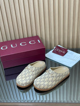 【Women's】2026 Early Spring New Arrival Thick-Soled Gucci Horsebit GG Mules Closed-Toe Slippers