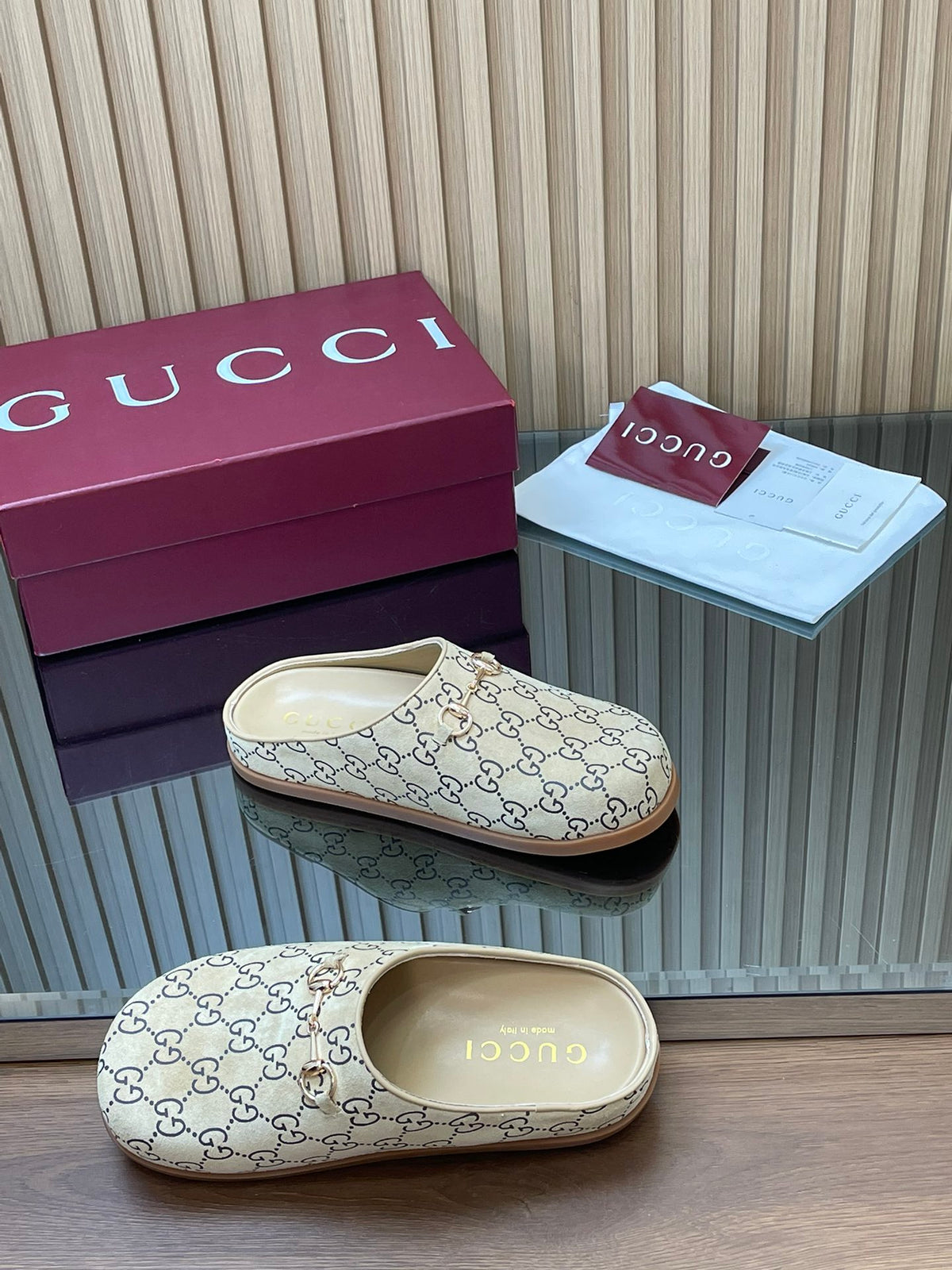 【Women's】2026 Early Spring New Arrival Thick-Soled Gucci Horsebit GG Mules Closed-Toe Slippers