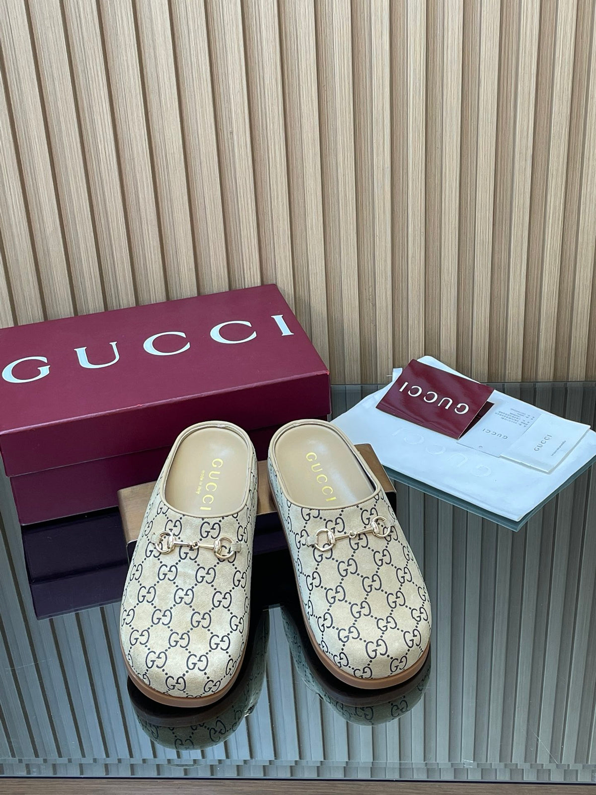 【Women's】2026 Early Spring New Arrival Thick-Soled Gucci Horsebit GG Mules Closed-Toe Slippers