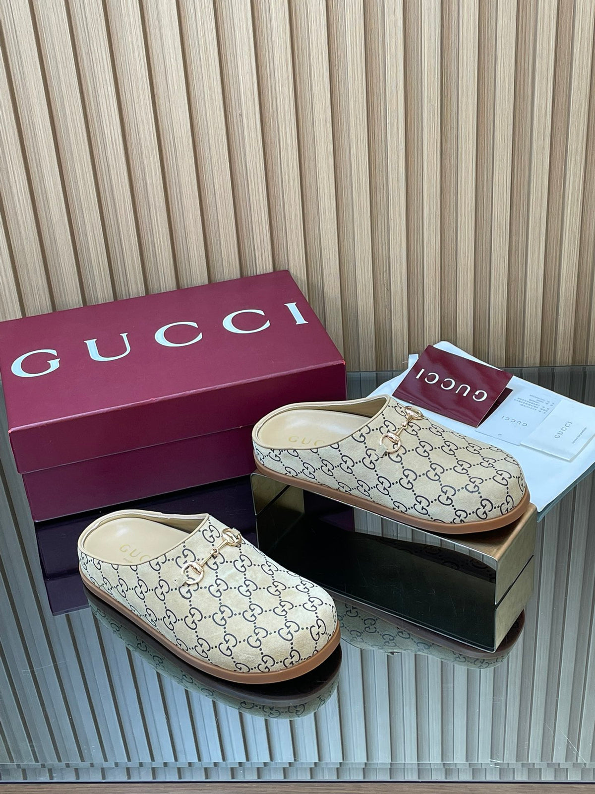 【Women's】2026 Early Spring New Arrival Thick-Soled Gucci Horsebit GG Mules Closed-Toe Slippers