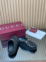 【Women's】2026 Early Spring New Arrival Thick-Soled Gucci Horsebit GG Couple Mules Closed-Toe Slippers