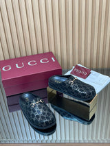 【Women's】2026 Early Spring New Arrival Thick-Soled Gucci Horsebit GG Couple Mules Closed-Toe Slippers