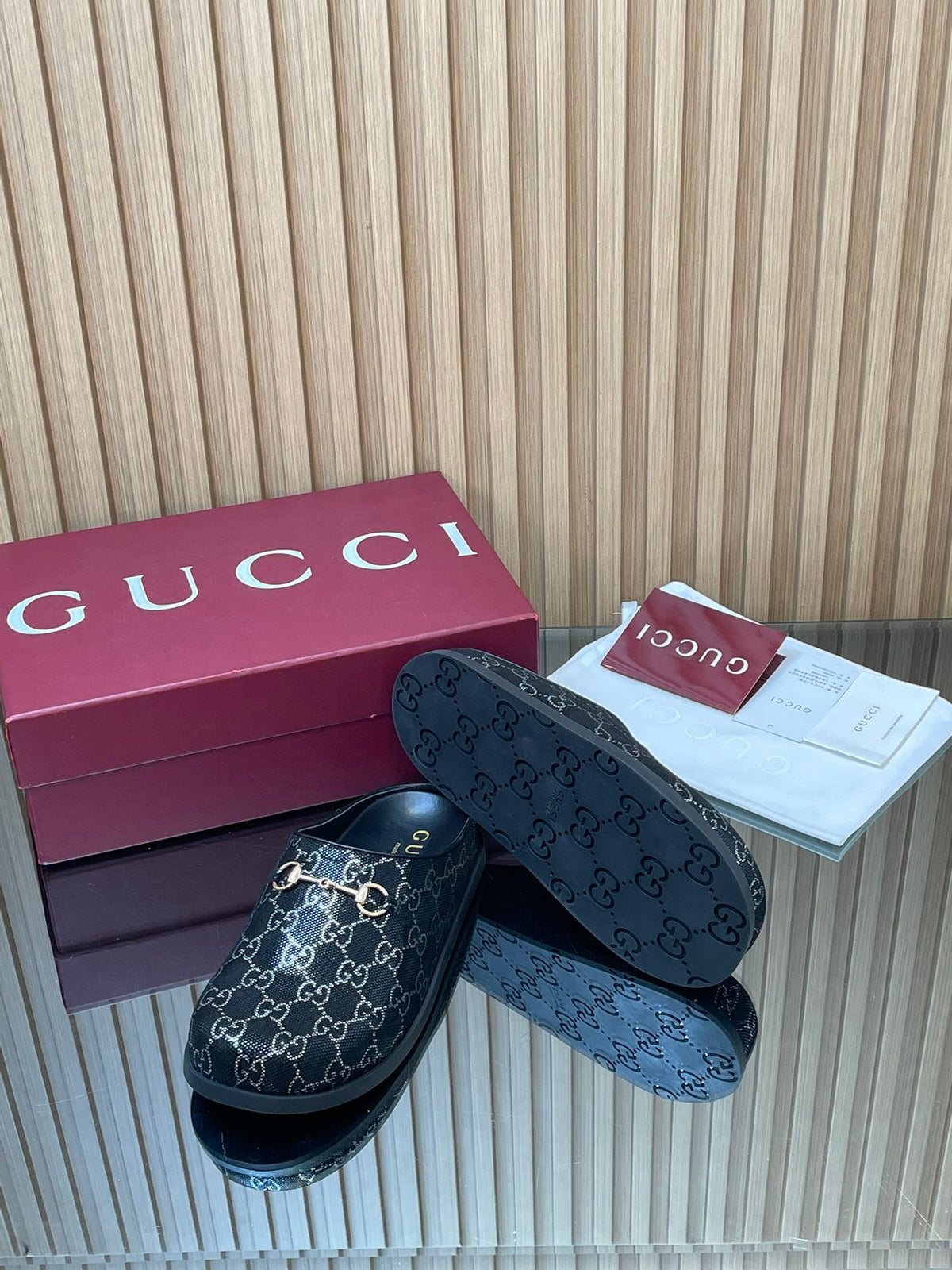 【Women's】2026 Early Spring New Arrival Thick-Soled Gucci Horsebit GG Couple Mules Closed-Toe Slippers