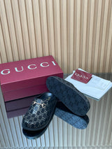 【Women's】2026 Early Spring New Arrival Thick-Soled Gucci Horsebit GG Couple Mules Closed-Toe Slippers
