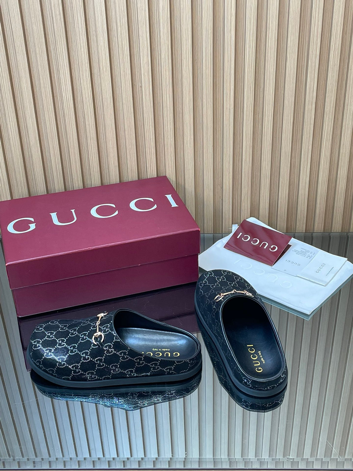 【Women's】2026 Early Spring New Arrival Thick-Soled Gucci Horsebit GG Couple Mules Closed-Toe Slippers