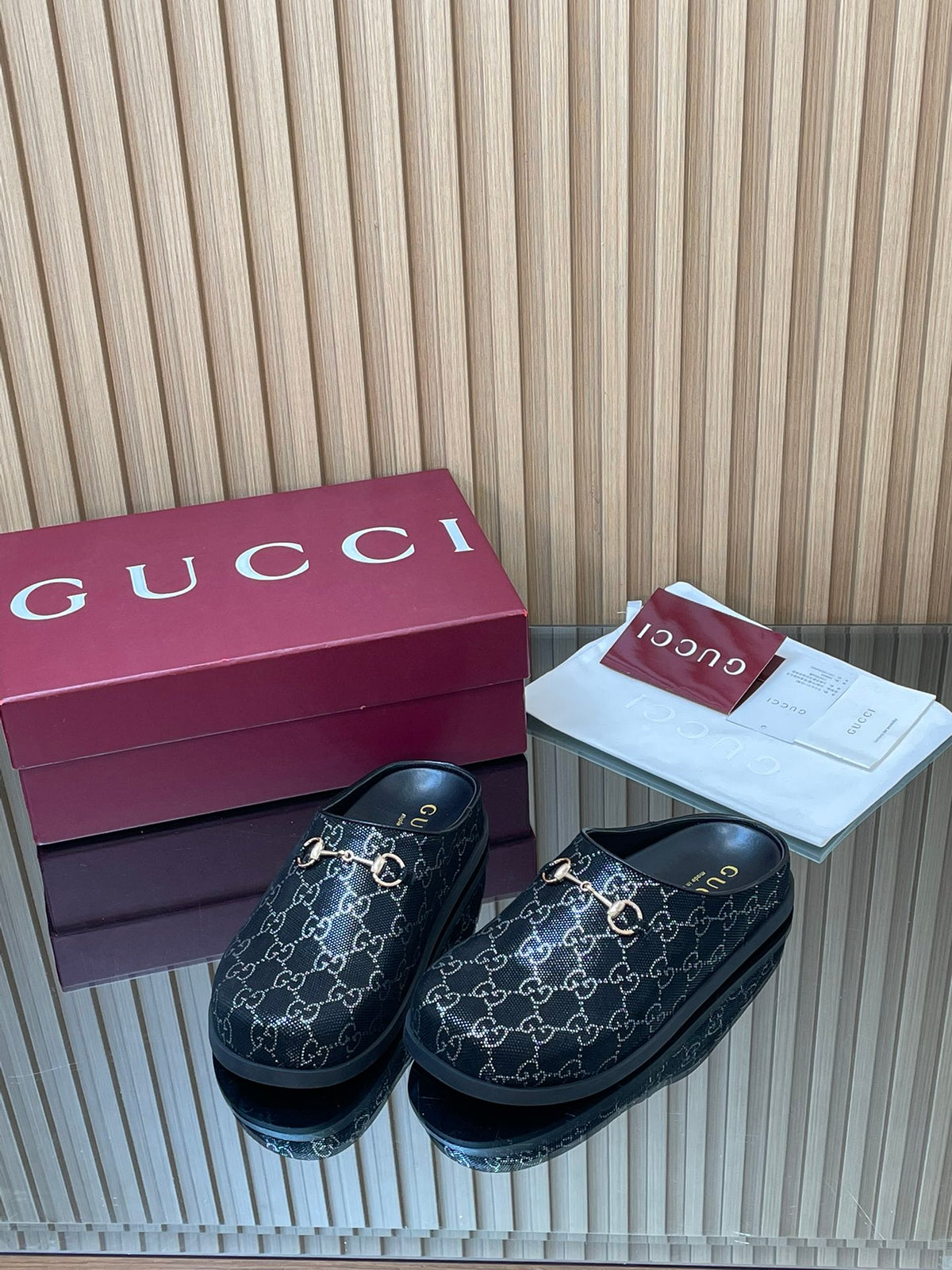 【Women's】2026 Early Spring New Arrival Thick-Soled Gucci Horsebit GG Couple Mules Closed-Toe Slippers
