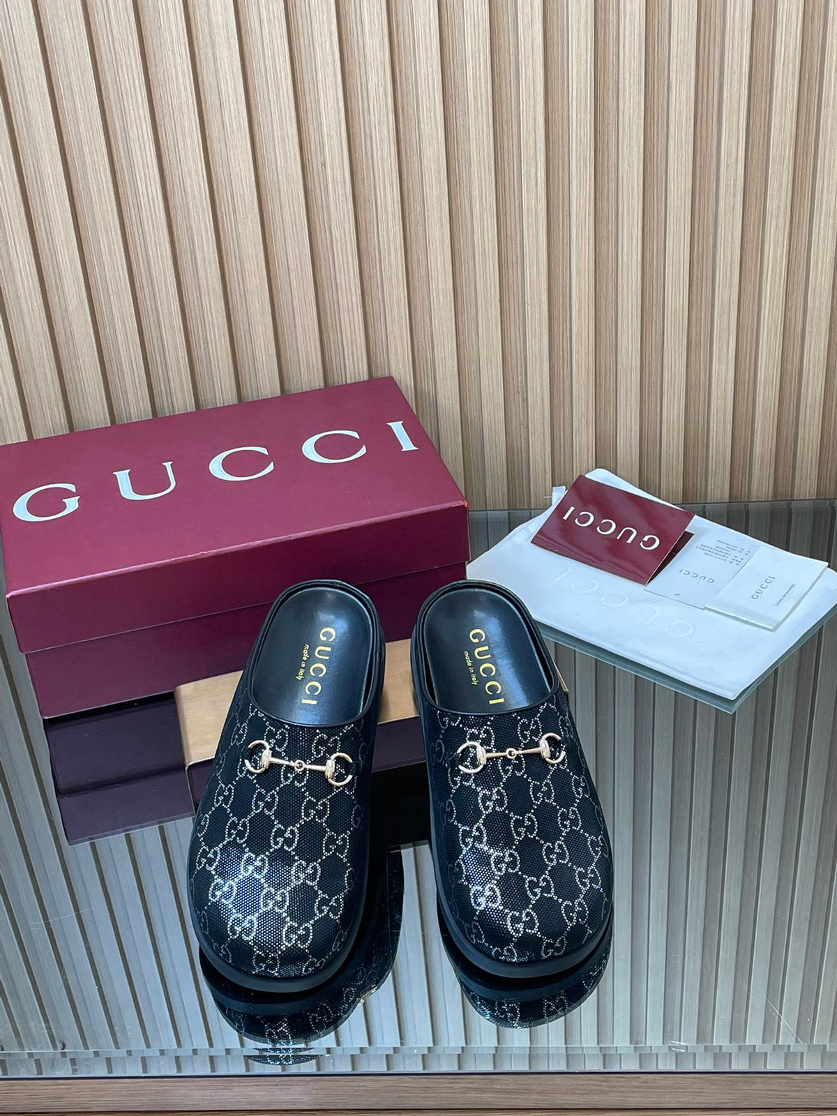 【Women's】2026 Early Spring New Arrival Thick-Soled Gucci Horsebit GG Couple Mules Closed-Toe Slippers