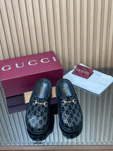 【Women's】2026 Early Spring New Arrival Thick-Soled Gucci Horsebit GG Couple Mules Closed-Toe Slippers