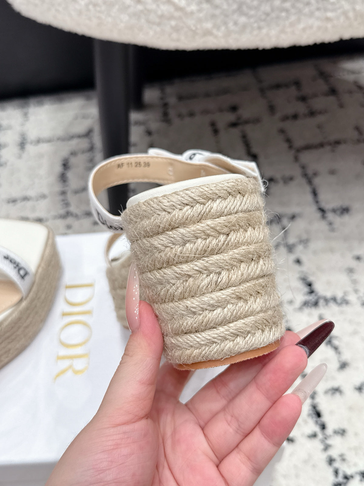 DIOR Spring/Summer 2026 Newest Letter Ribbon Straw Wedge Sandals
