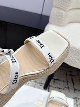 DIOR Spring/Summer 2026 Newest Letter Ribbon Straw Wedge Sandals