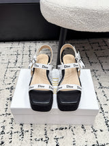 DIOR Spring/Summer 2026 Newest Letter Ribbon Straw Wedge Sandals