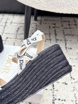 DIOR Spring/Summer 2026 Newest Letter Ribbon Straw Wedge Sandals