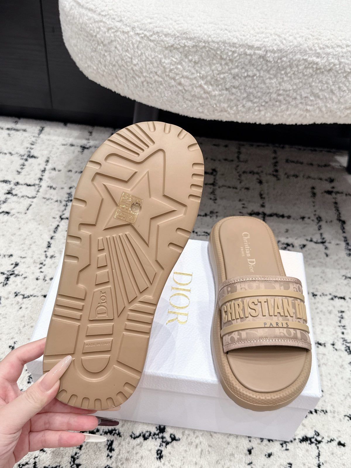 Dior Latest Dway Collection Embroidered Platform Sandals