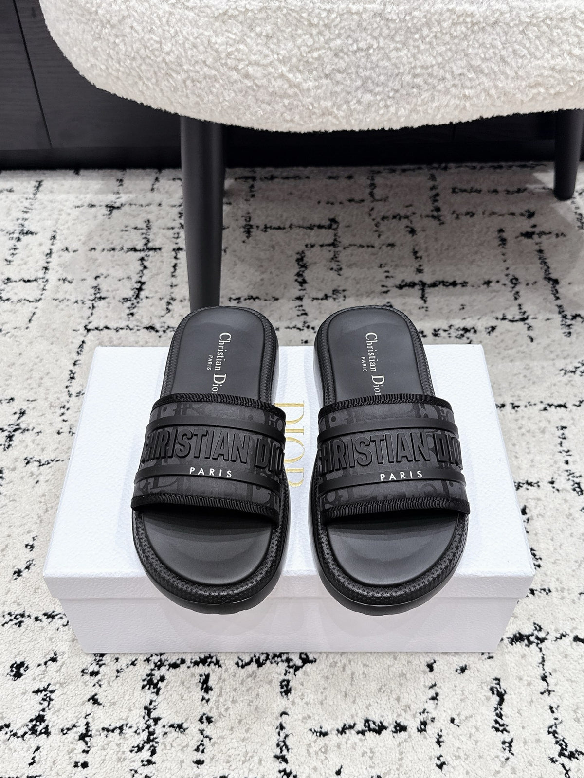 Dior Latest Dway Collection Embroidered Platform Sandals