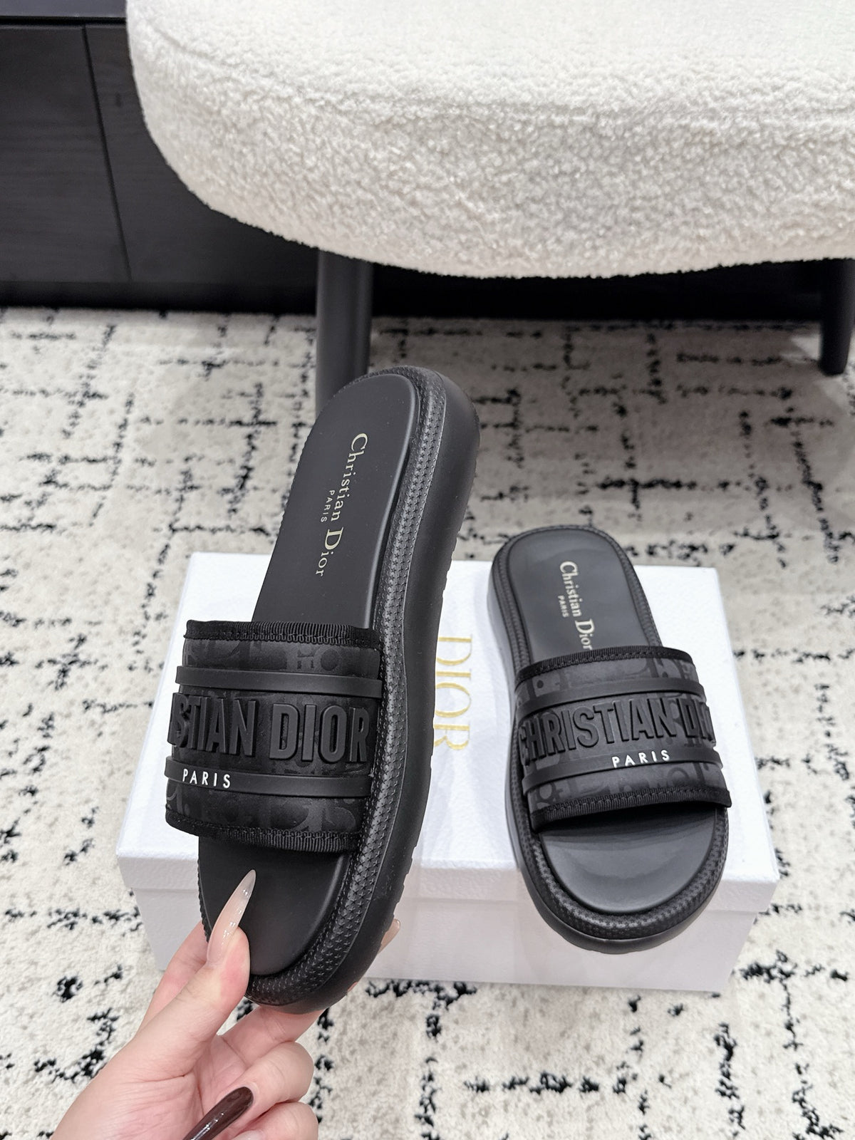 Dior Latest Dway Collection Embroidered Platform Sandals