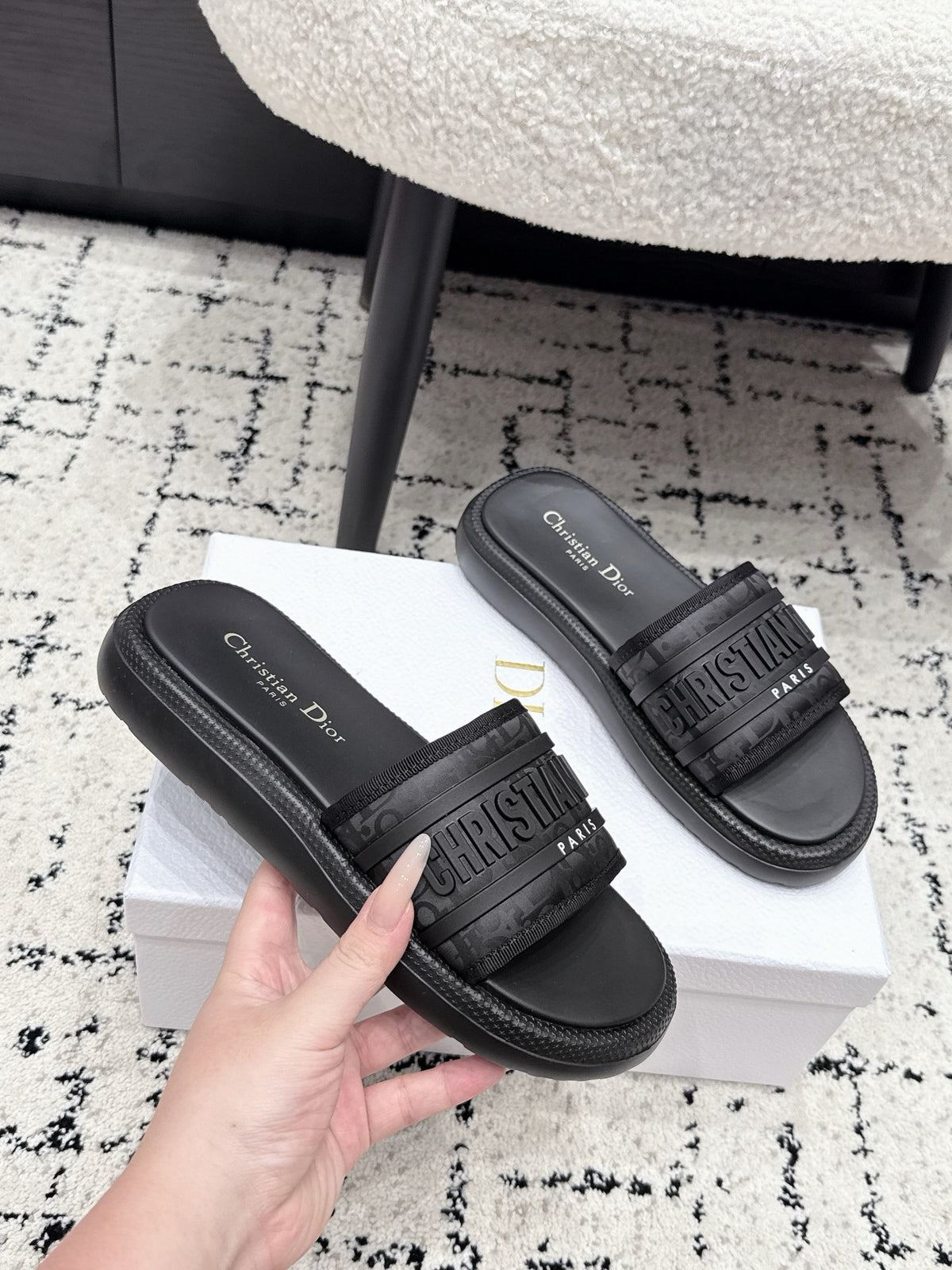 Dior Latest Dway Collection Embroidered Platform Sandals