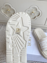 Dior New Arrival Dioriviera Dway Cotton Embroidered Platform Sandals