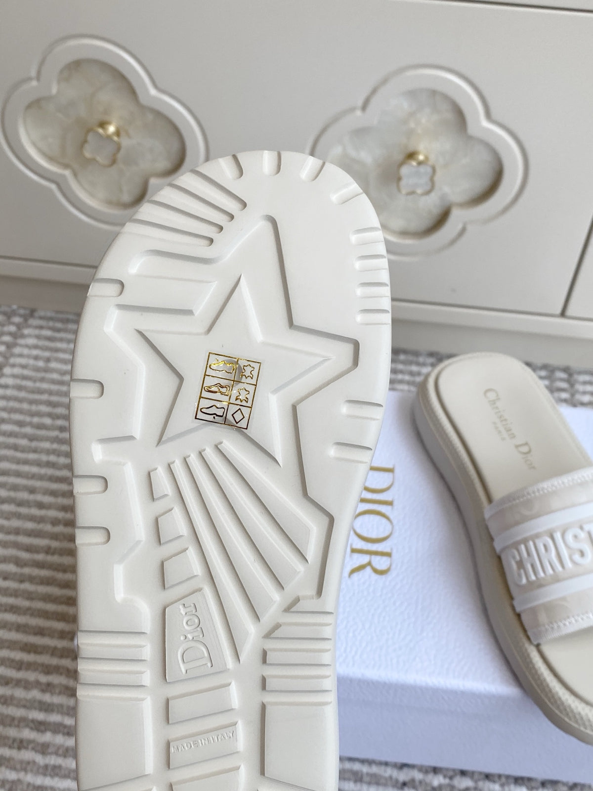 Dior New Arrival Dioriviera Dway Cotton Embroidered Platform Sandals