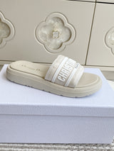 Dior New Arrival Dioriviera Dway Cotton Embroidered Platform Sandals