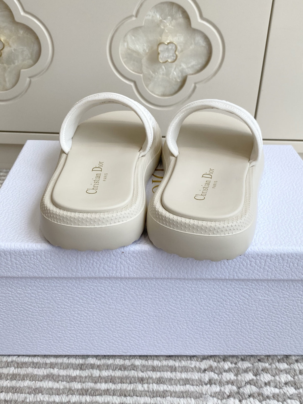 Dior New Arrival Dioriviera Dway Cotton Embroidered Platform Sandals