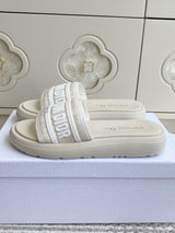 Dior New Arrival Dioriviera Dway Cotton Embroidered Platform Sandals
